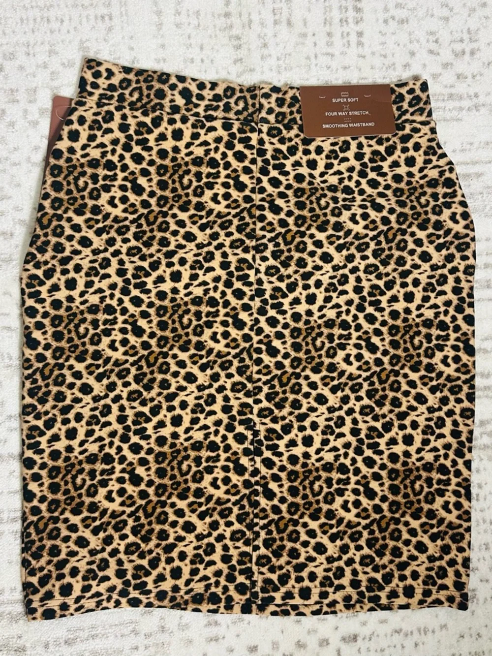 Leopard Print High-Waist Pencil Skirt - Black/Beige - Picture 8 of 9